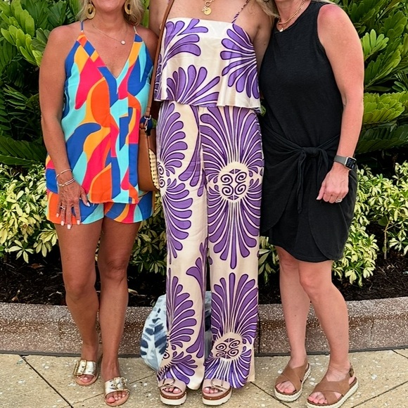 ENTRO, medium, worn twice- Purple and Cream Patterned Jumpsuit - Picture 7 of 8